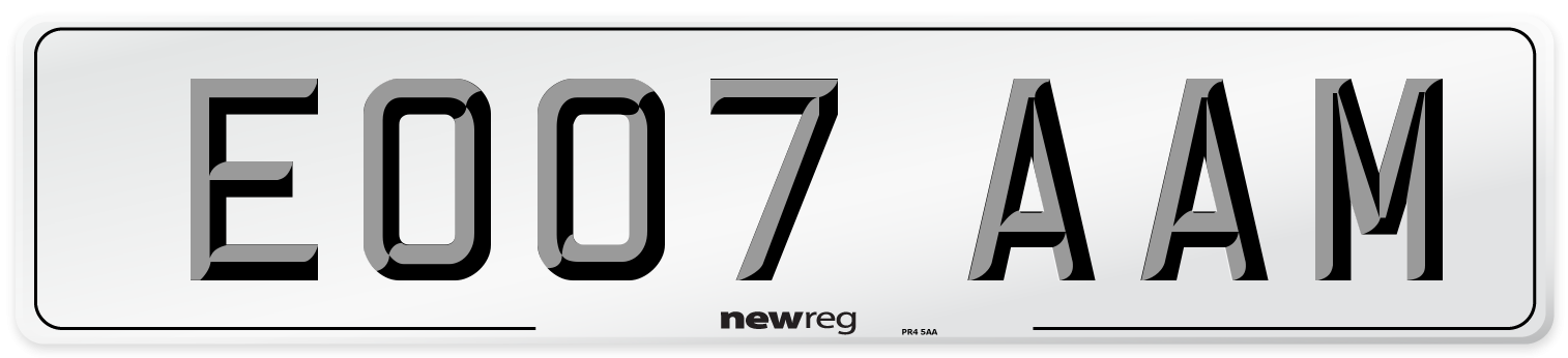 EO07 AAM Number Plate from New Reg